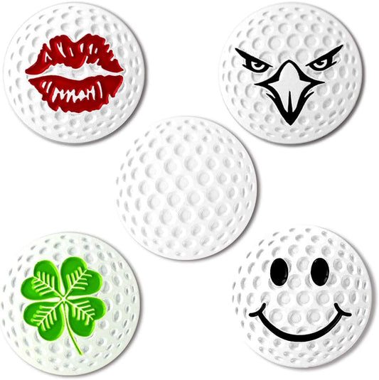 Creative Golf Ball Marker Soft Enamel Golf Markers 24.4MM Assorted 5 Pcs